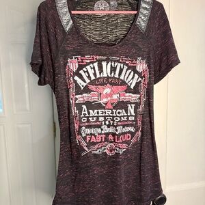 Affliction Black and Red Graphic Tee